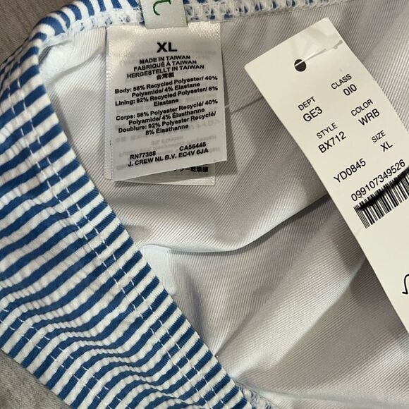 J. Crew French halter-neck bikini top in seersucker white blue nautical size XL - Picture 5 of 6